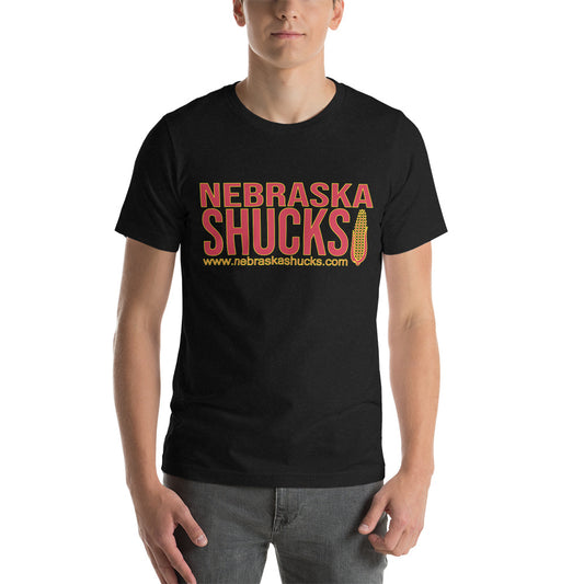 Nebraska Shucks Red on Black T-shirt