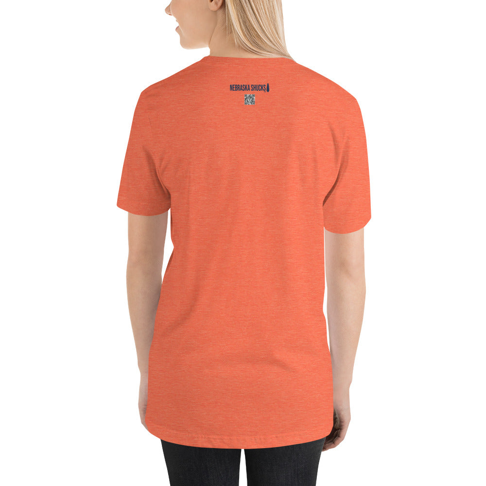 Unisex T-shirt - Navy/Blue on Orange