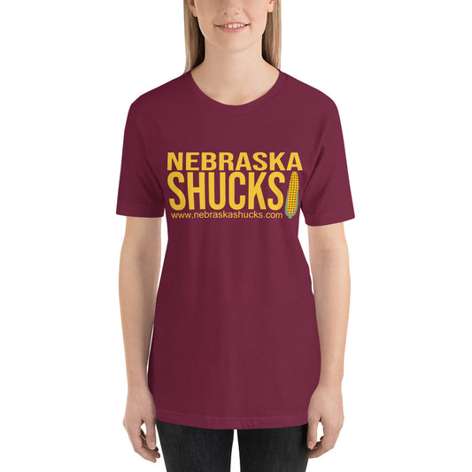 Unisex T-shirt - Gold/Yellow on Maroon